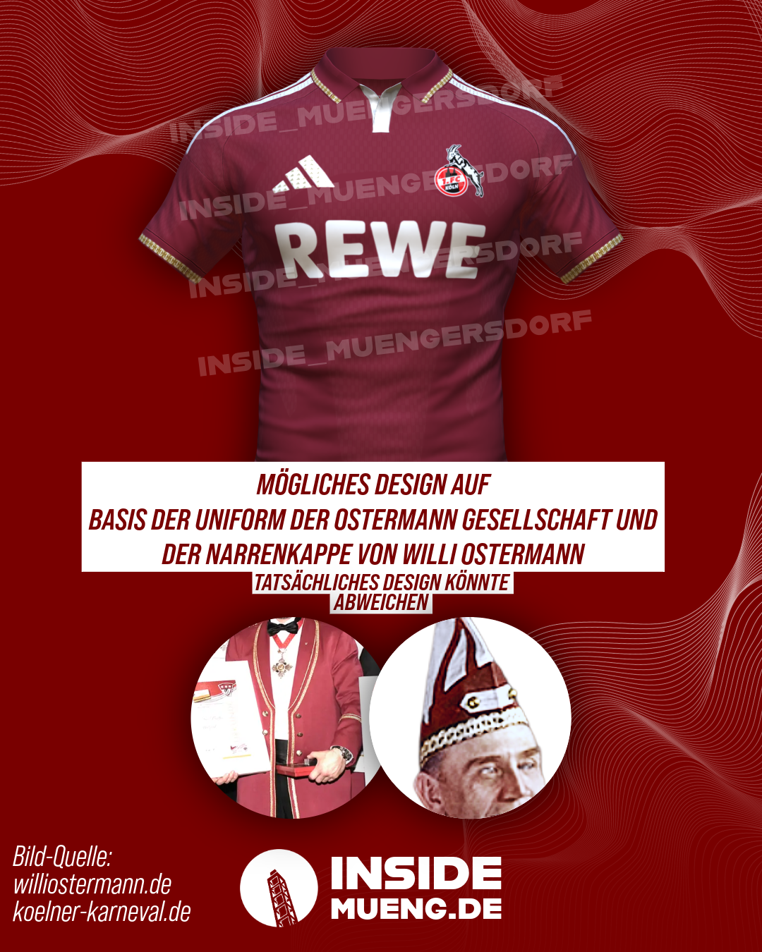 Mögliches Aussehen des Ostermann Sondertrikot des 1. FC Köln und adidas 2026/27. 