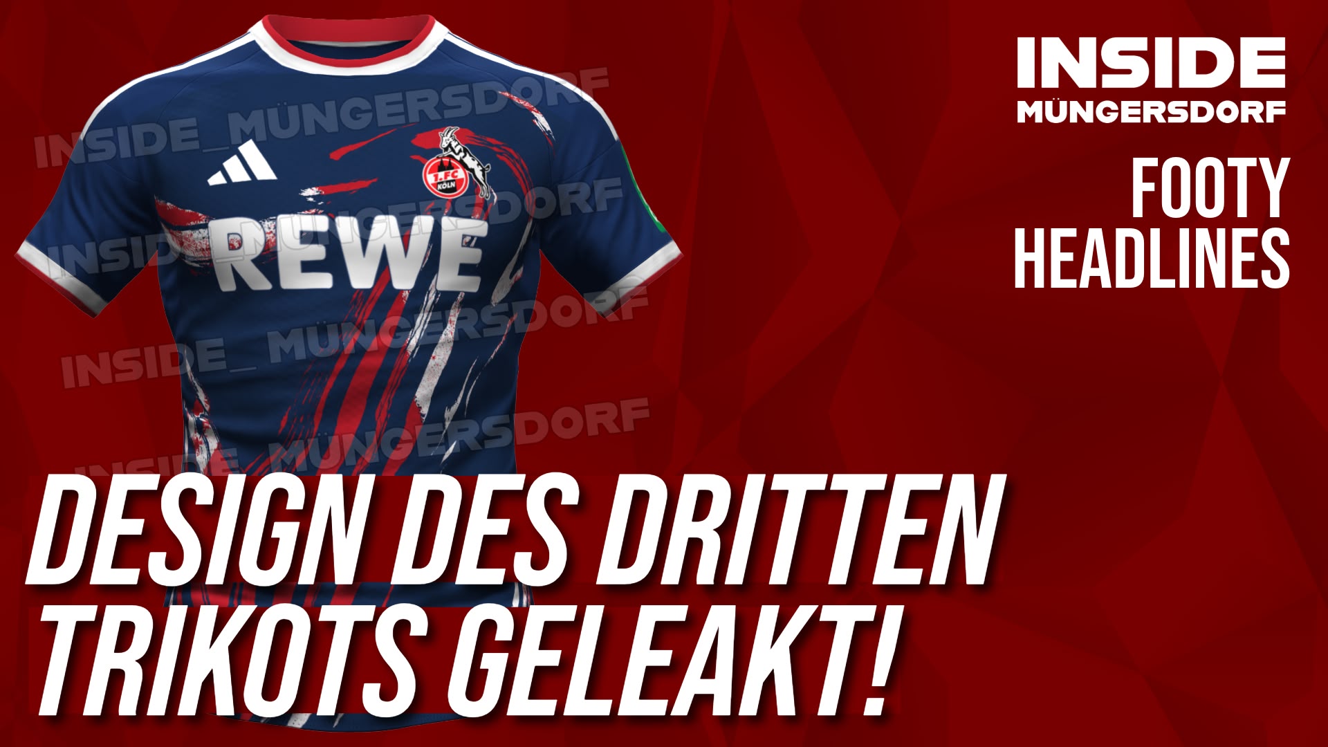 Dritte Trikot des 1. FC Köln, zusätzlich den Schriftzug "Design des dritten Trikot geleakt"